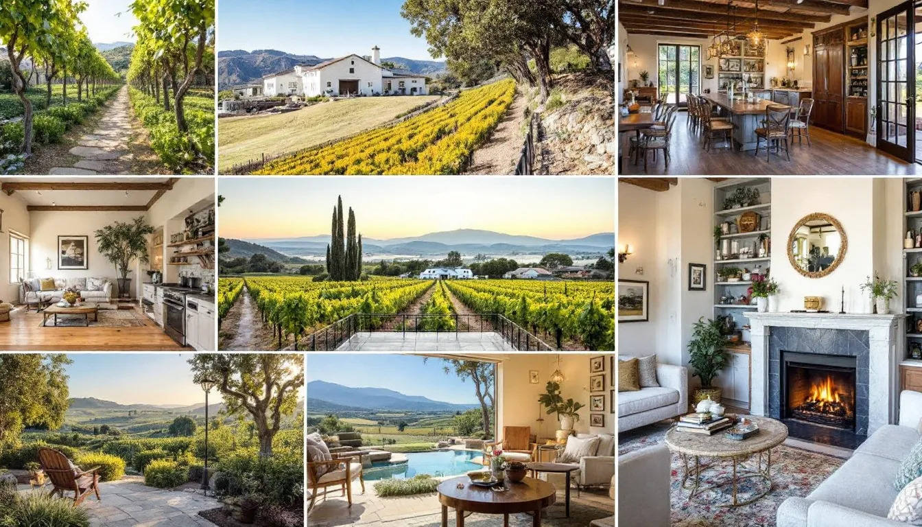 A collage of top wineries in Santa Ynez Valley, highlighting their unique tasting rooms.