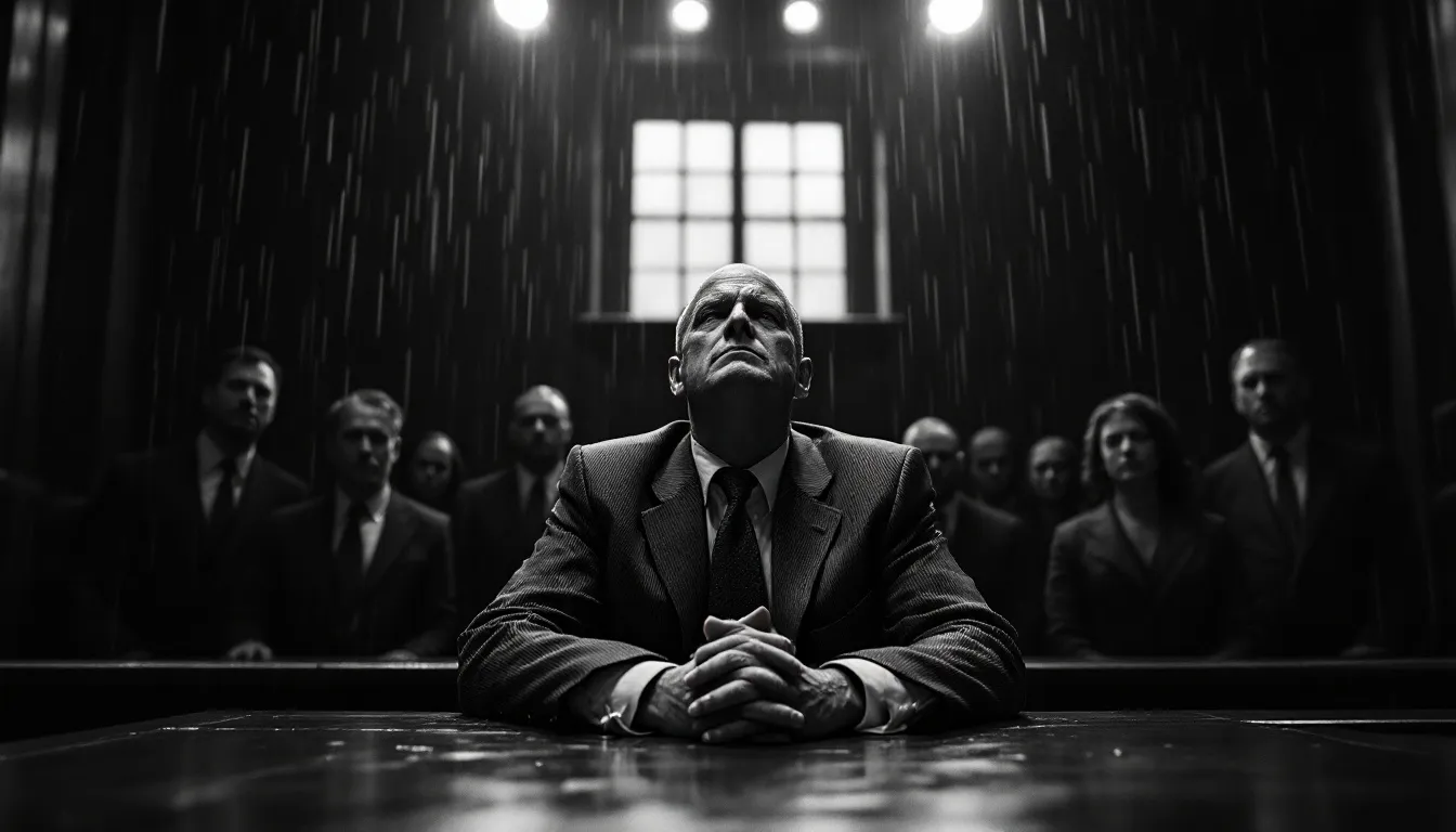 A blurred image of a courtroom scene highlighting the consequences of larceny convictions.