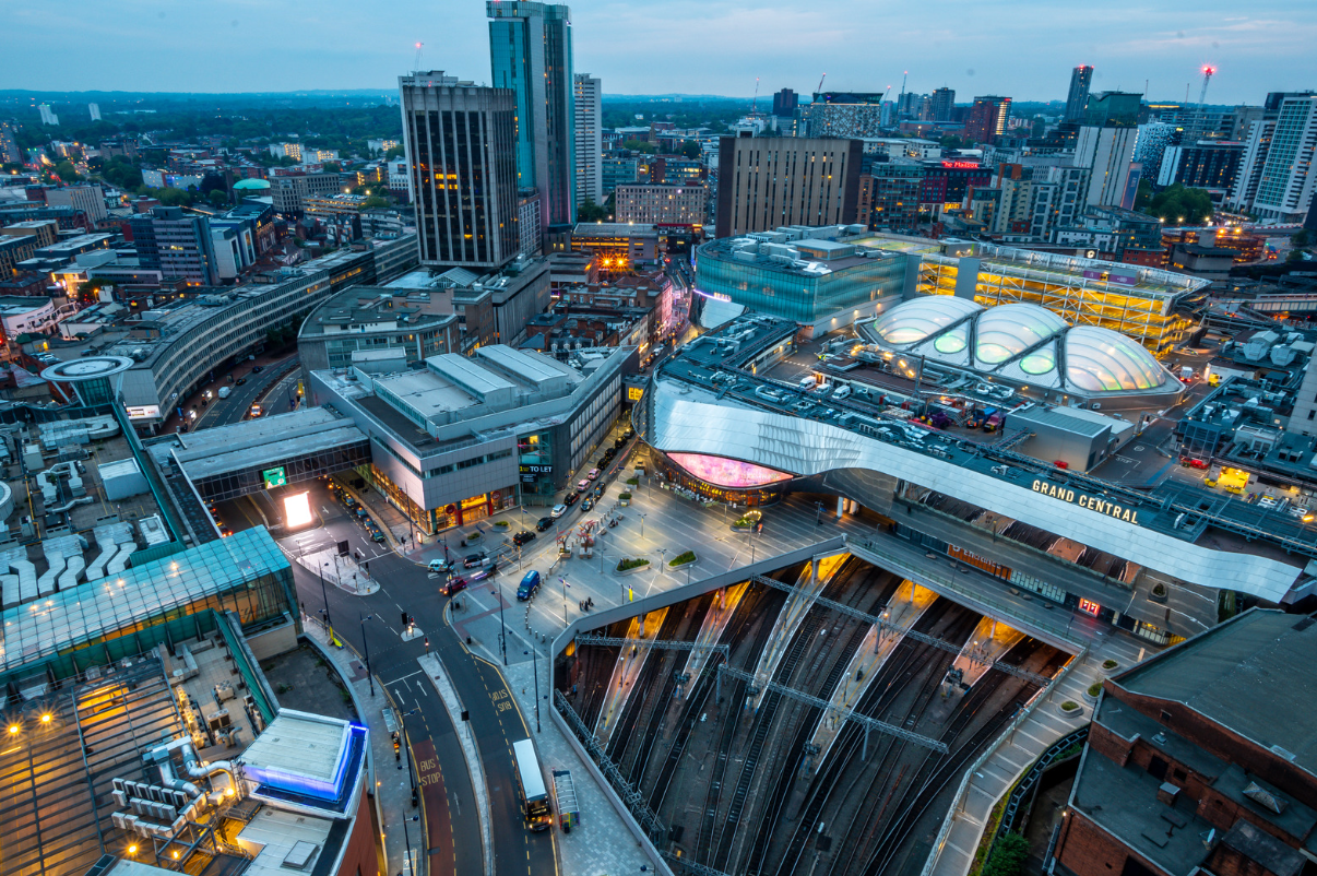 Aerial view of Birmingham city centre