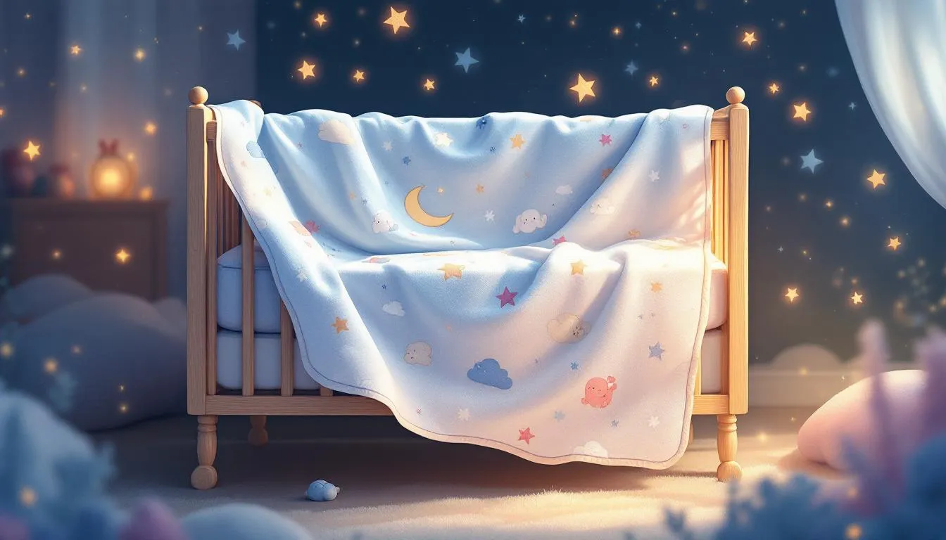 A cozy handmade baby quilt draped over a crib, providing warmth and comfort.