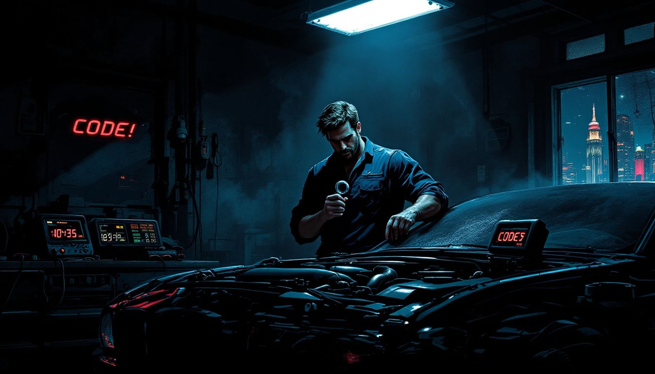 An illustration depicting the understanding of BMW check engine light codes with a focus on diagnostic tools.