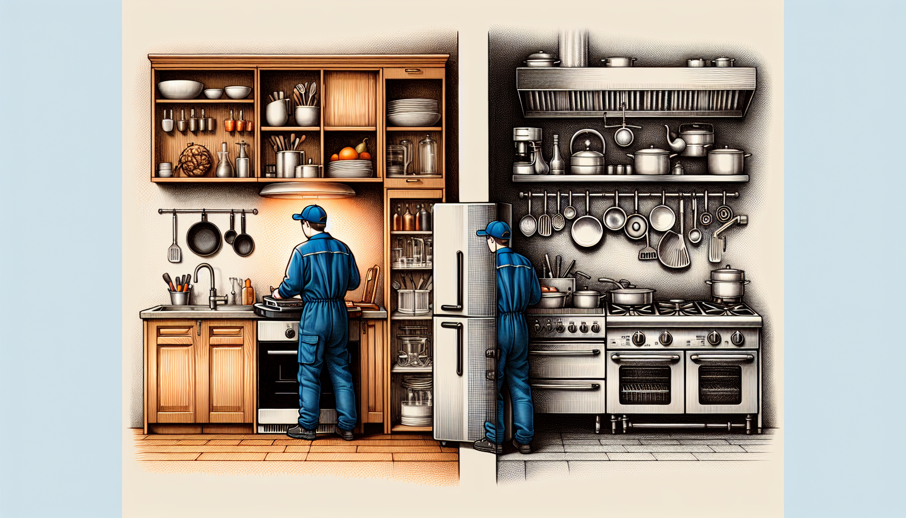 A drawing representing residential and commercial appliance repair services.