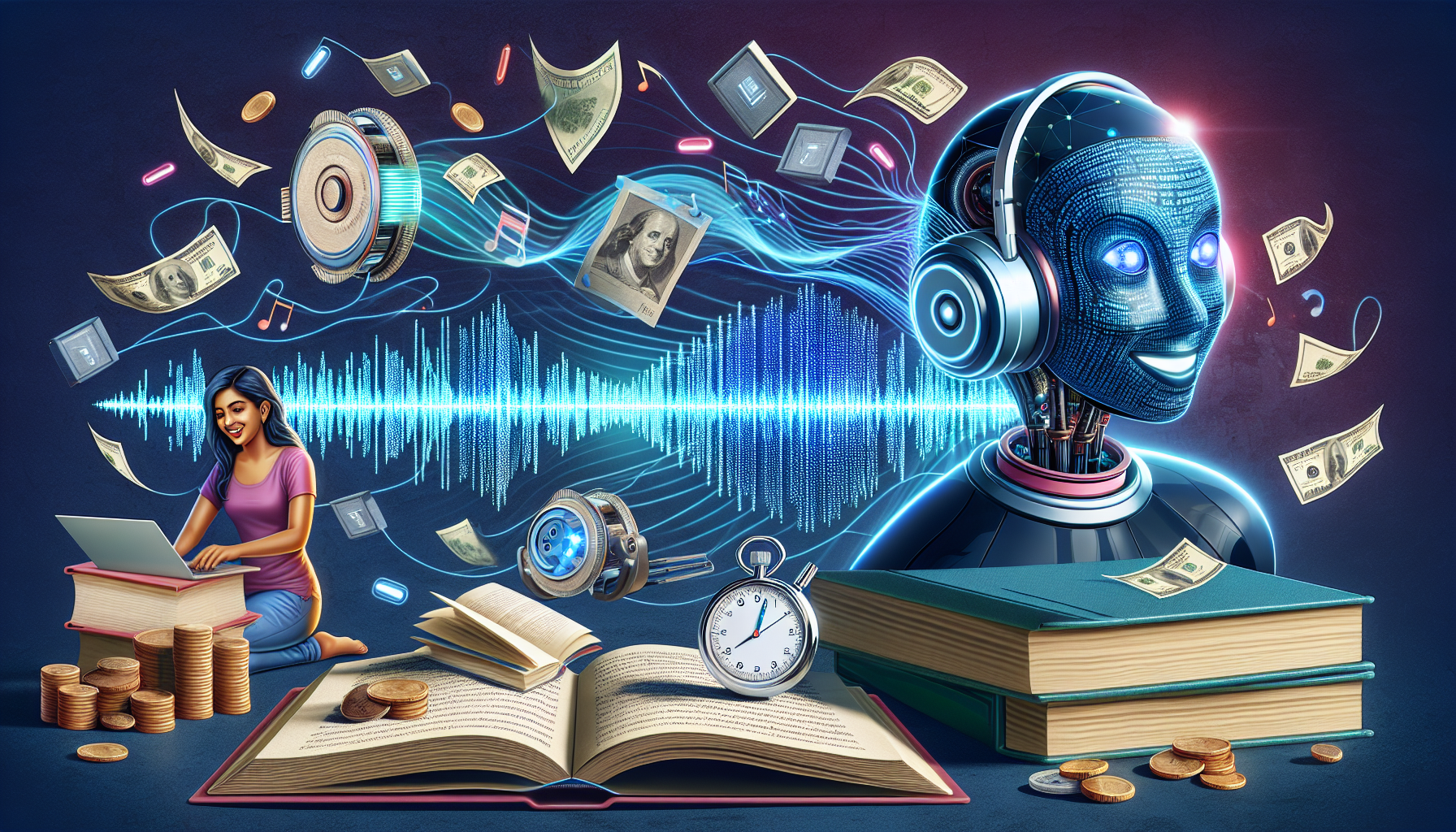 Illustration of AI voice generator benefits for writers
