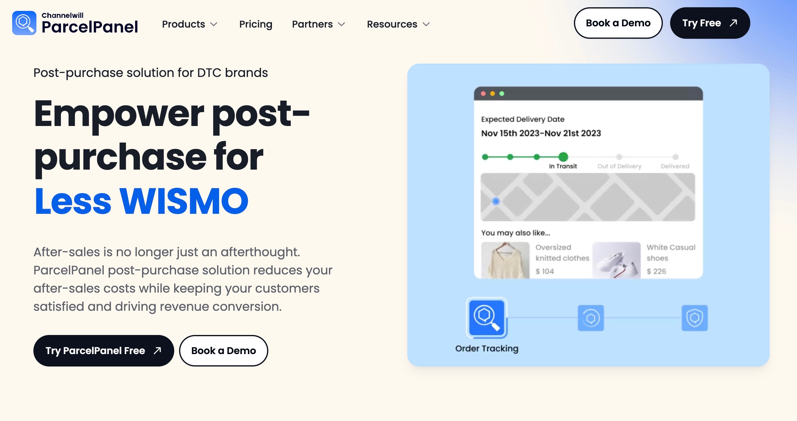 Route alternatives: ParcelPanel homepage 