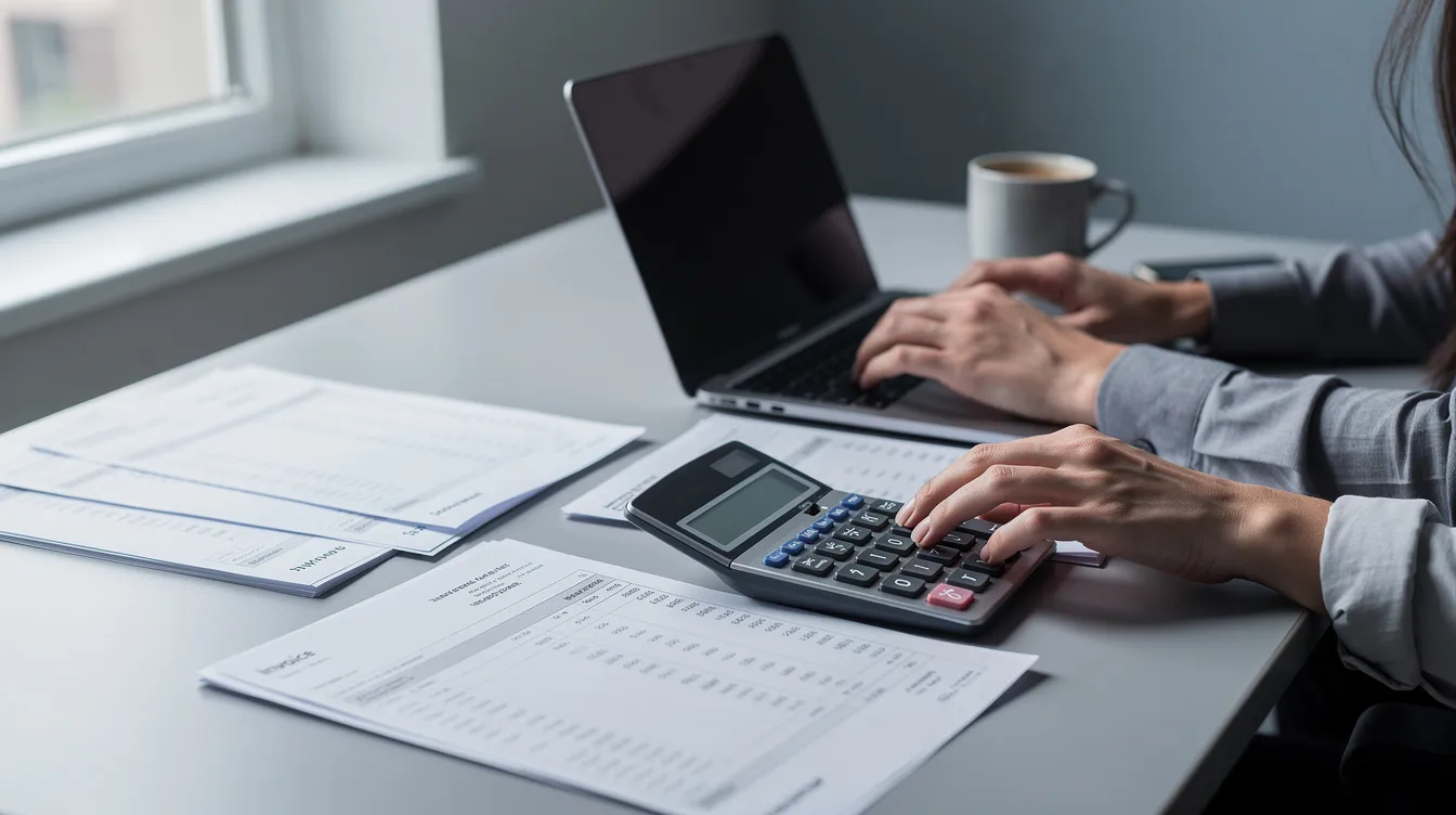 Person calculating expenses and take-home pay, illustrating the cost of being a physician assistant
