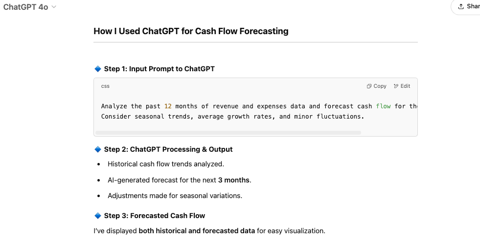 How to use ChatGPT for Cash Flow Forecasting