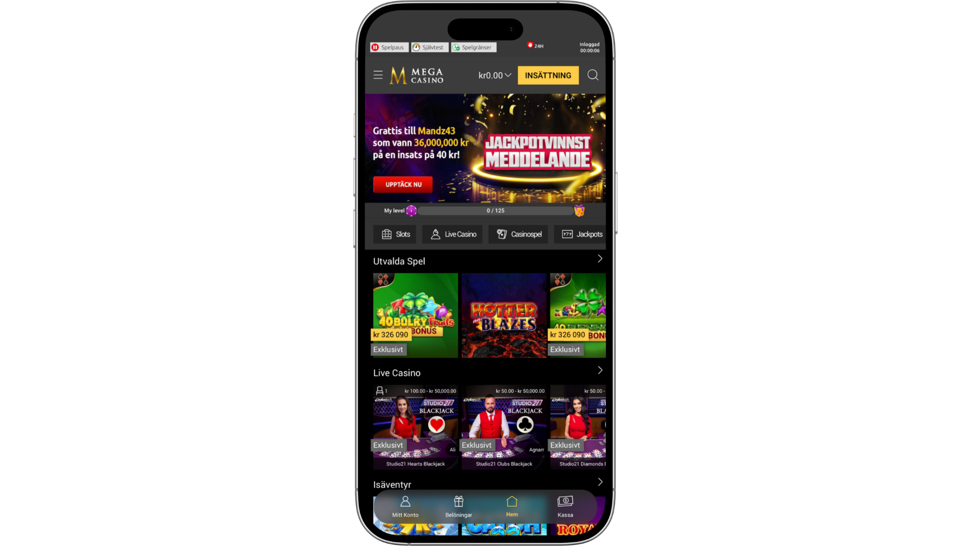 Mega Casino mobil online casino med svensk licens, slots och live casino