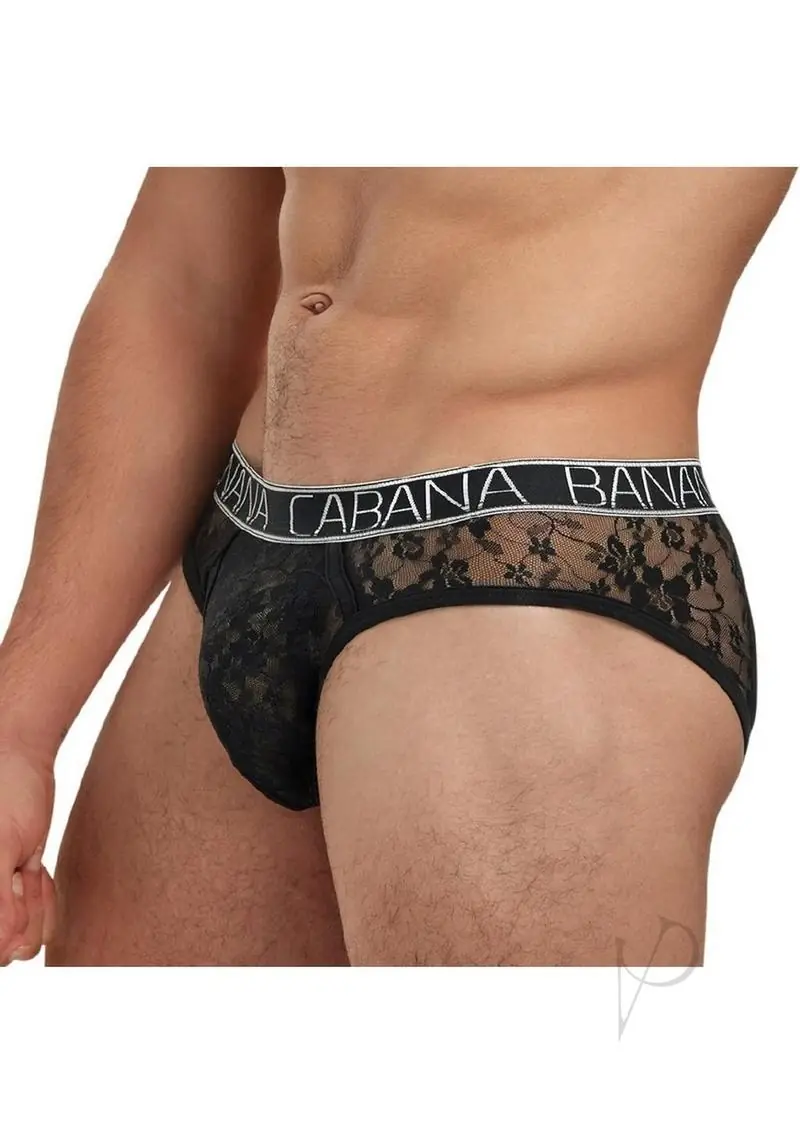 Banana Cabana Lace Nights Low Rise Brief – LG/XL – Black