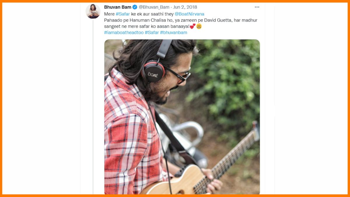 This image showcases influencer Bhuvam bam collaborating with boAt via an Instagram post