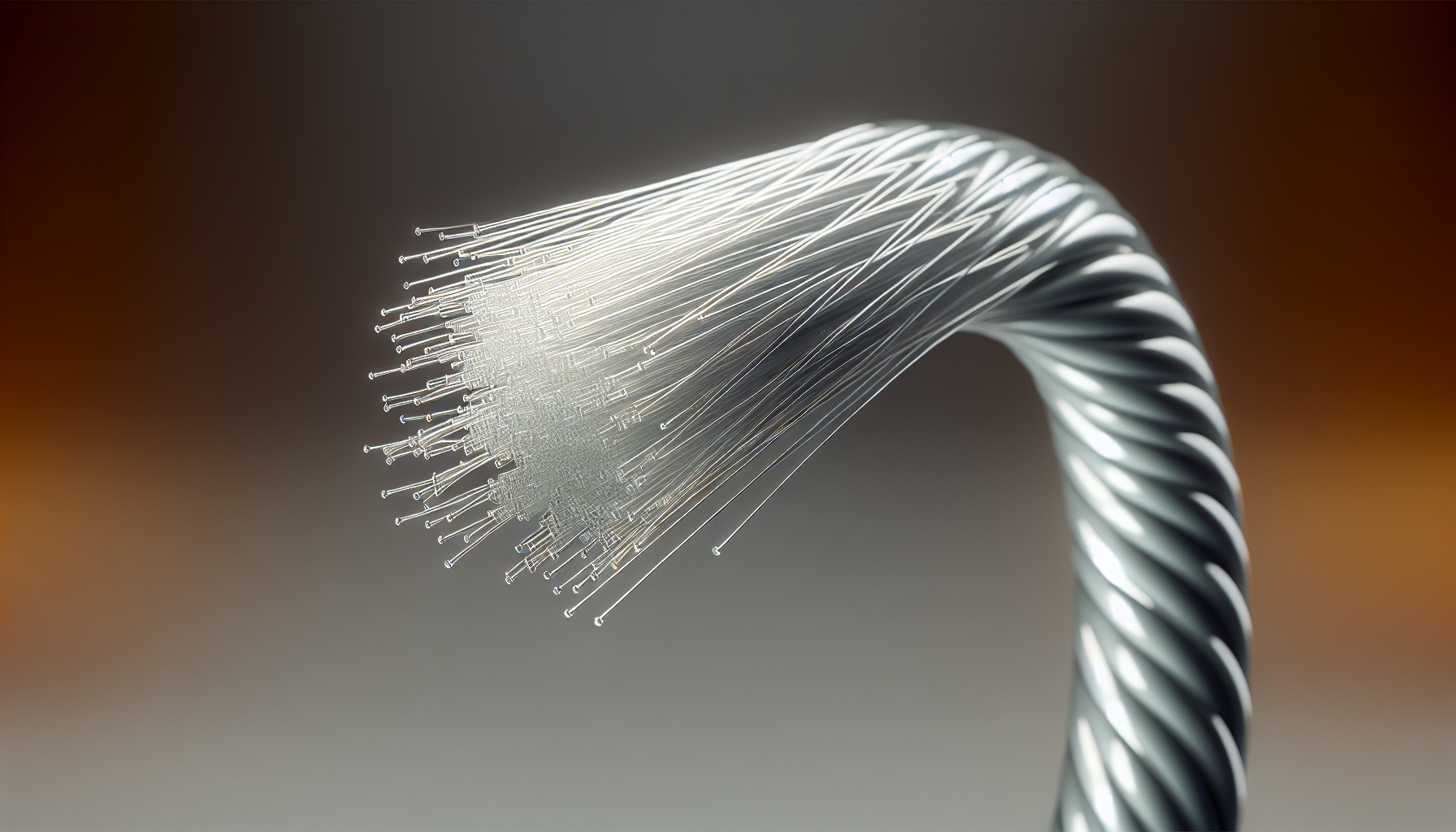 A coiled glass fiber optic cable