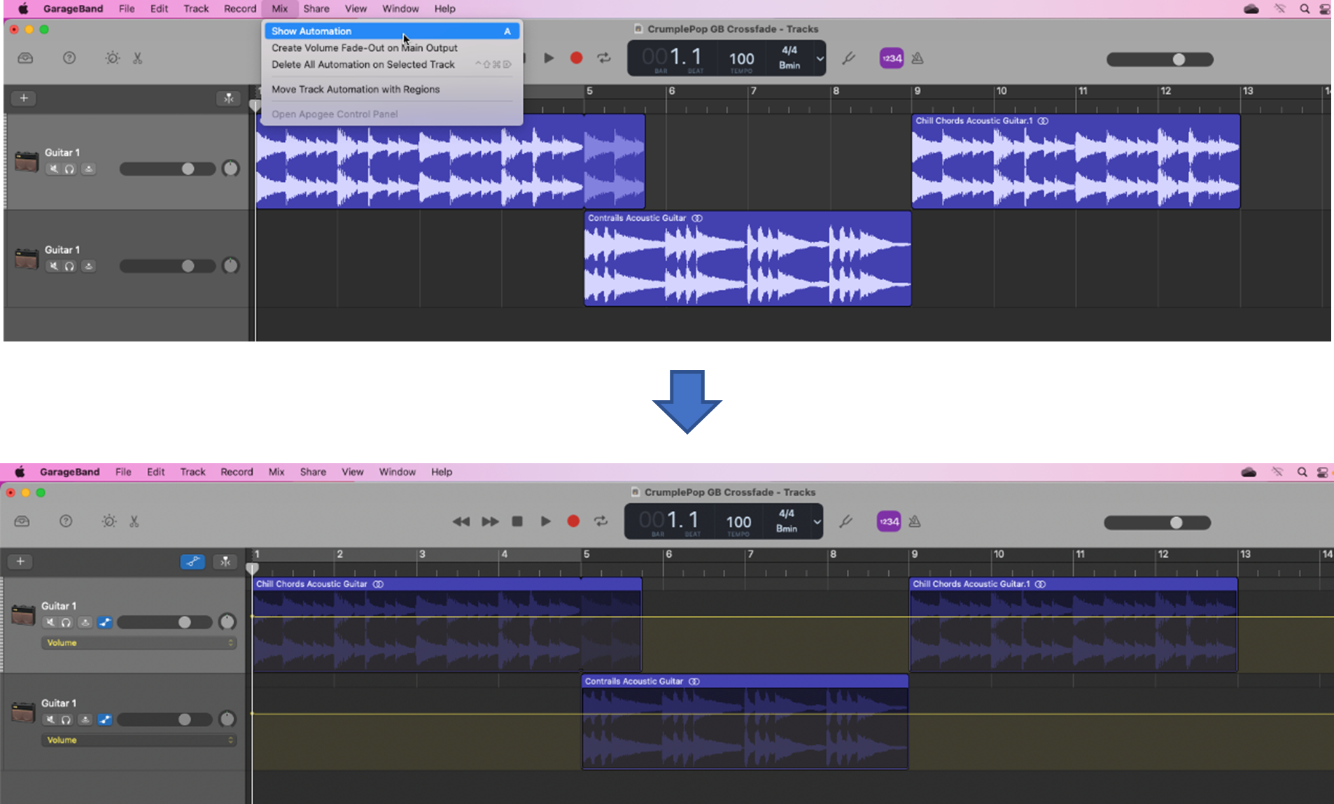 Activate automation and show the volume lines