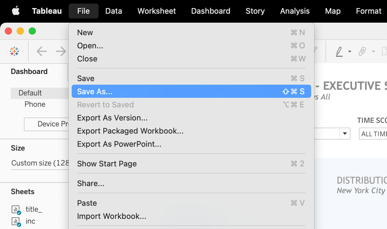 Before publishing reports, save the file