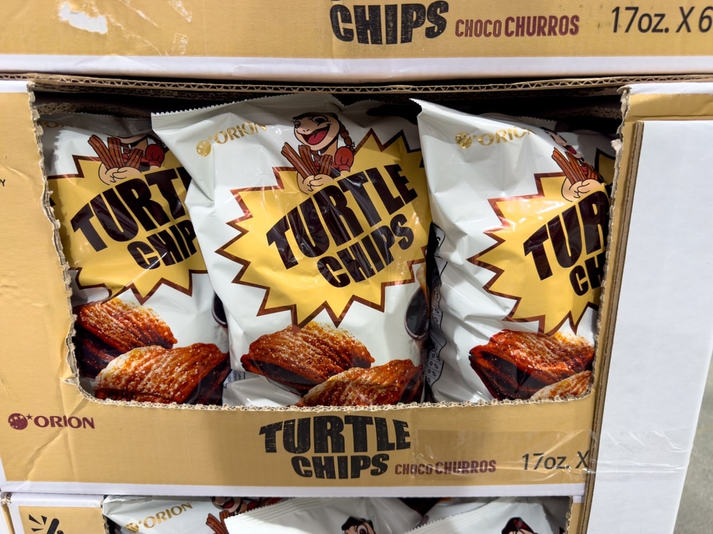 Los Angeles, California, United States - 09-30-2023 A view of several bags of Orion Turtle Chips, on display at a local grocery store.