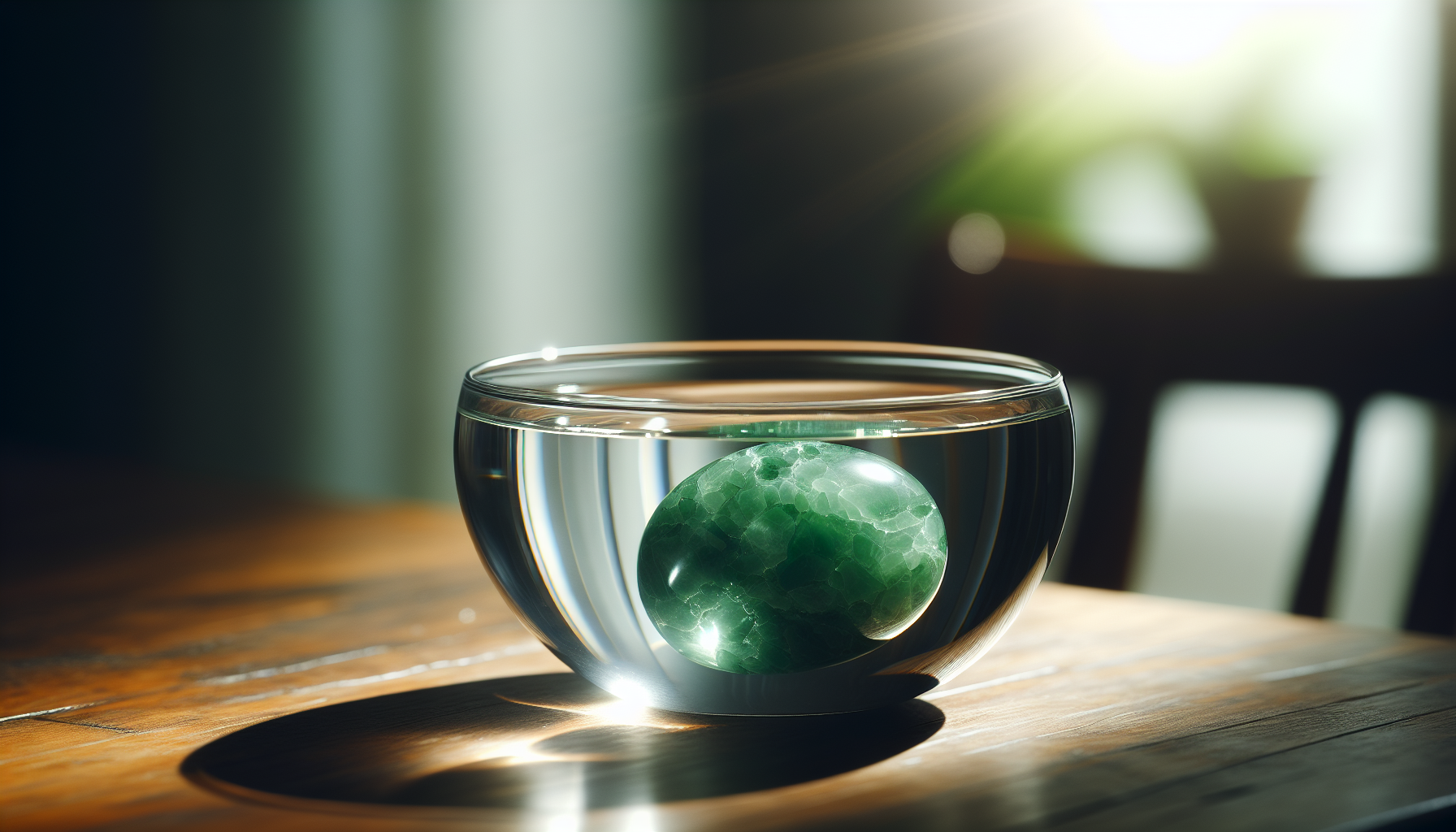 Jade stone submerged in lukewarm water