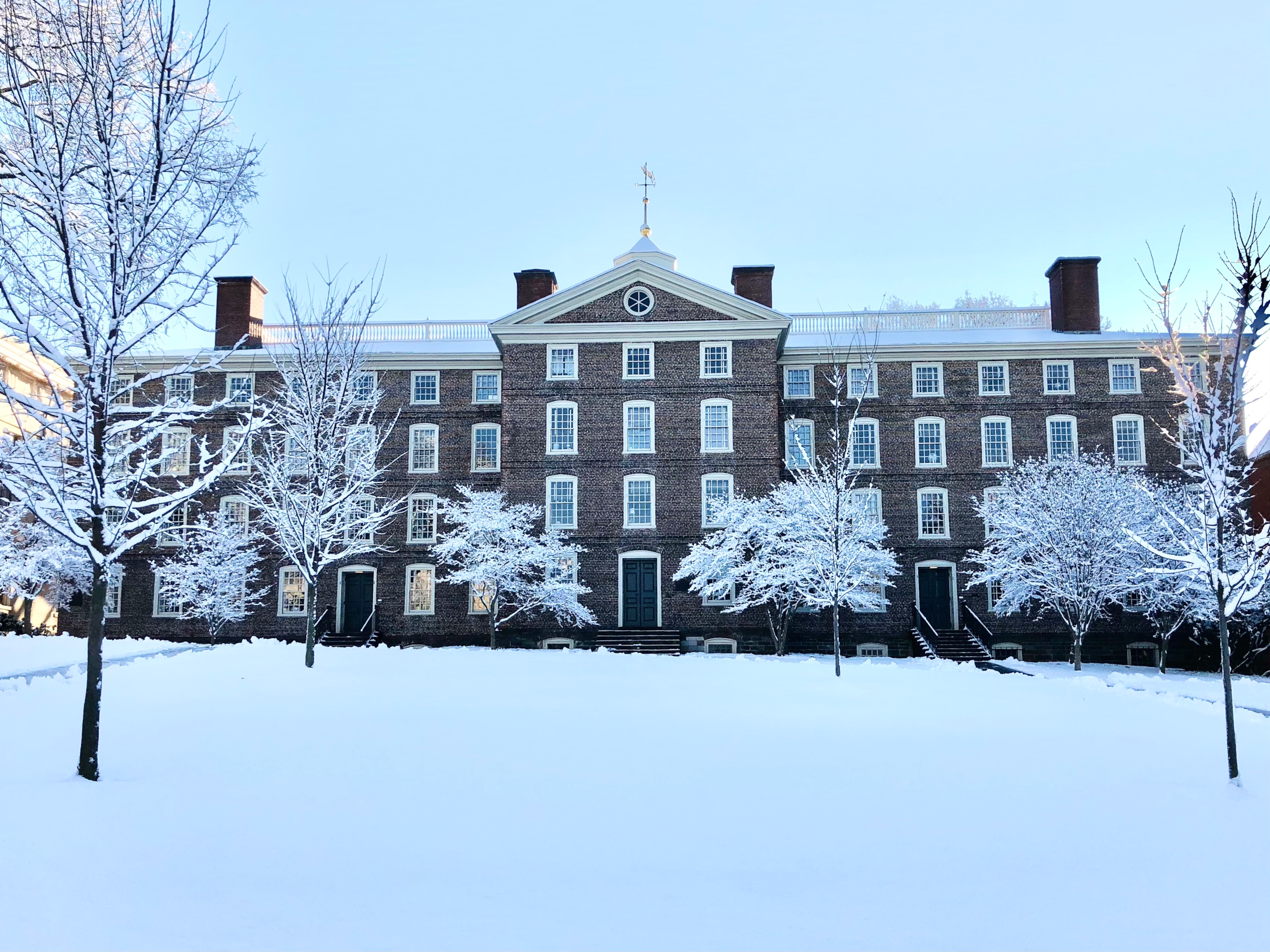 Brown University, Winter Time, In Snow. Students find contentment in their own education when they work at an institution as beautiful as this.