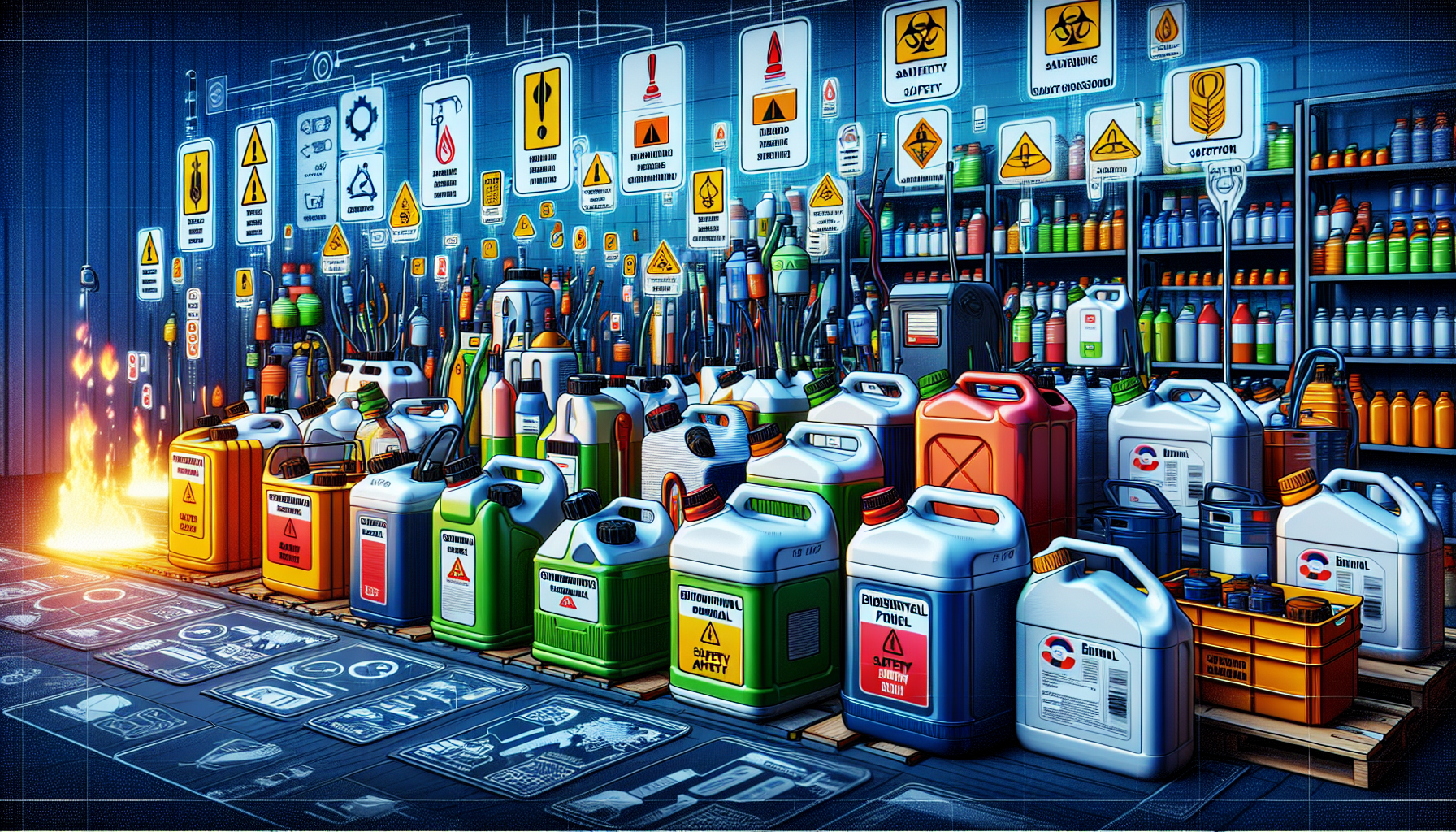 Illustration of different types of bioethanol fuel containers.