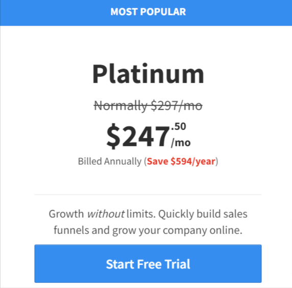 ClickFunnels Platinum Plan annually