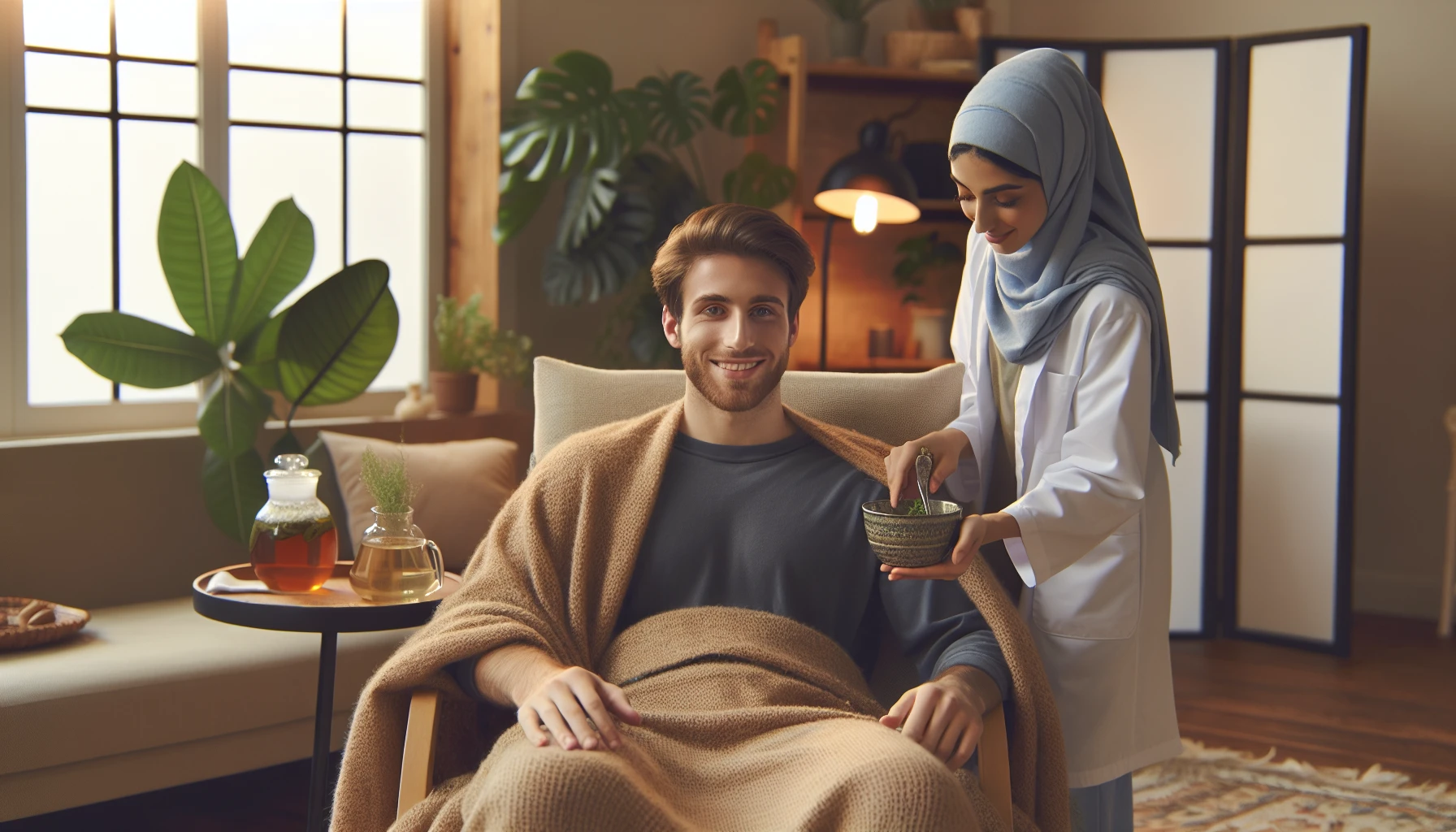 A person managing side effects of radiation therapy