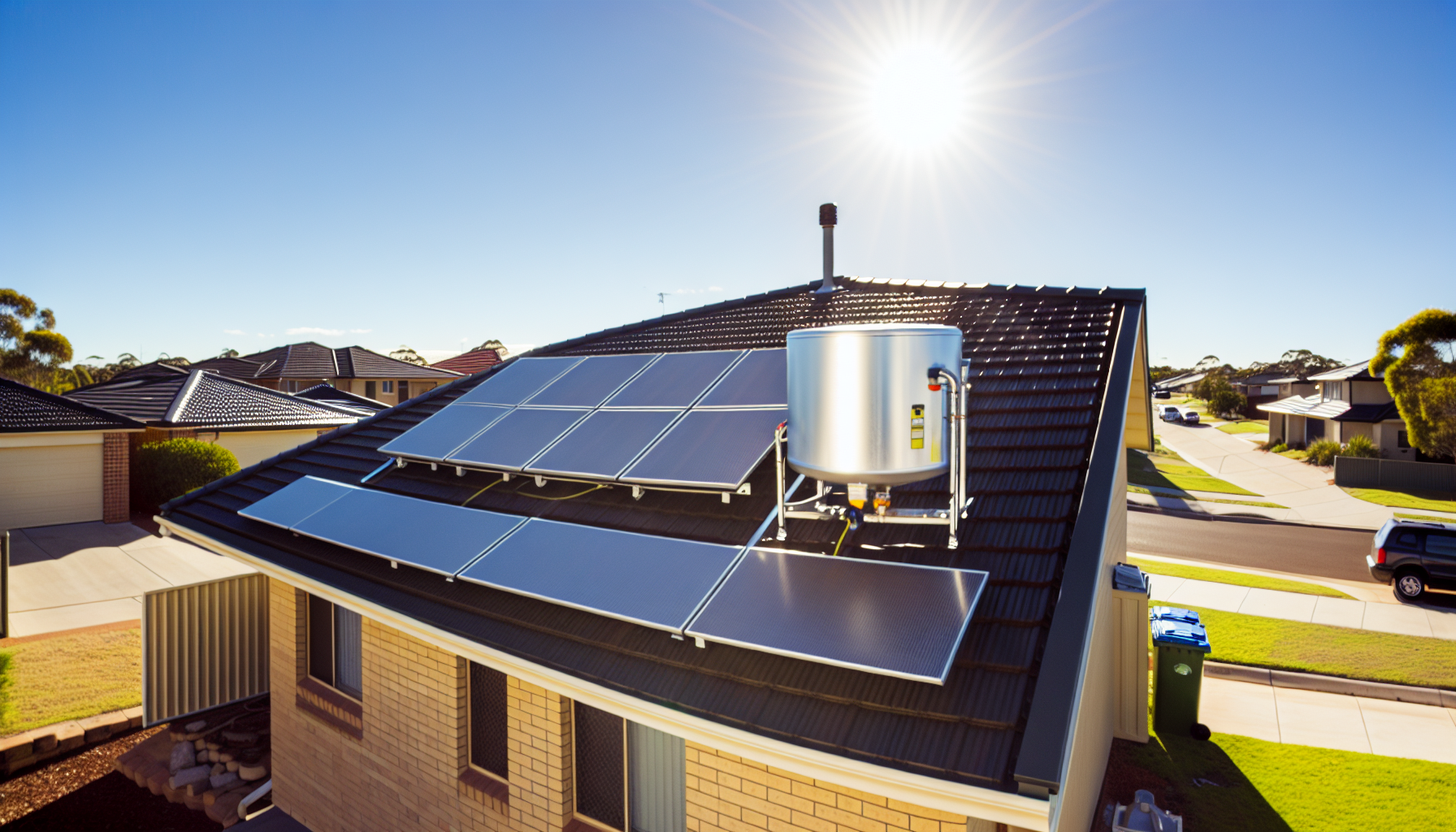 Solar hot water system in a residential setting