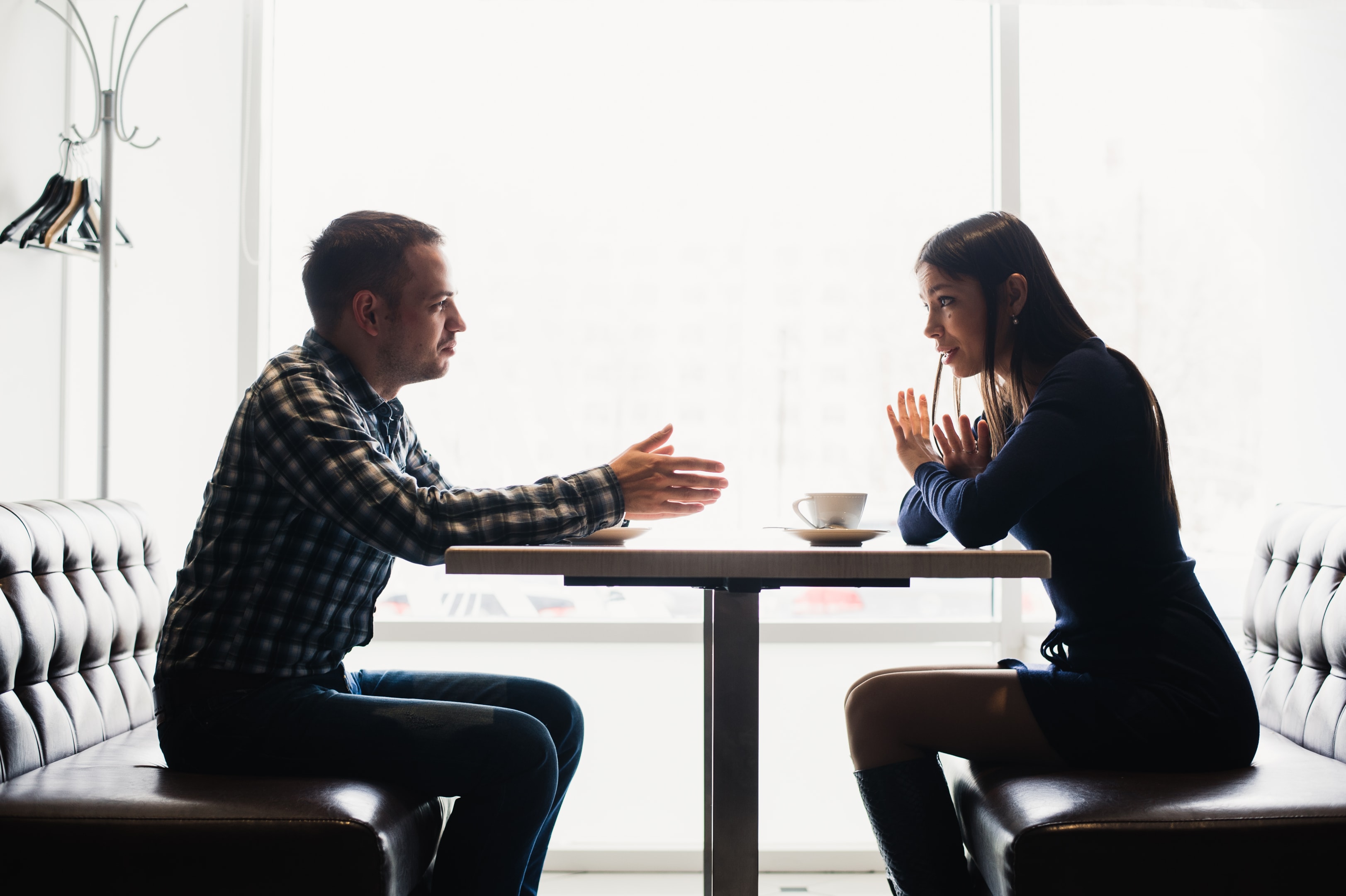 Scene in cafe - couple conflict arguing during the lunch, spouse, family, time limits, permanent home, step child, divorce, marriage includes, either you, ordinarily live, divorce, spouse, divorce