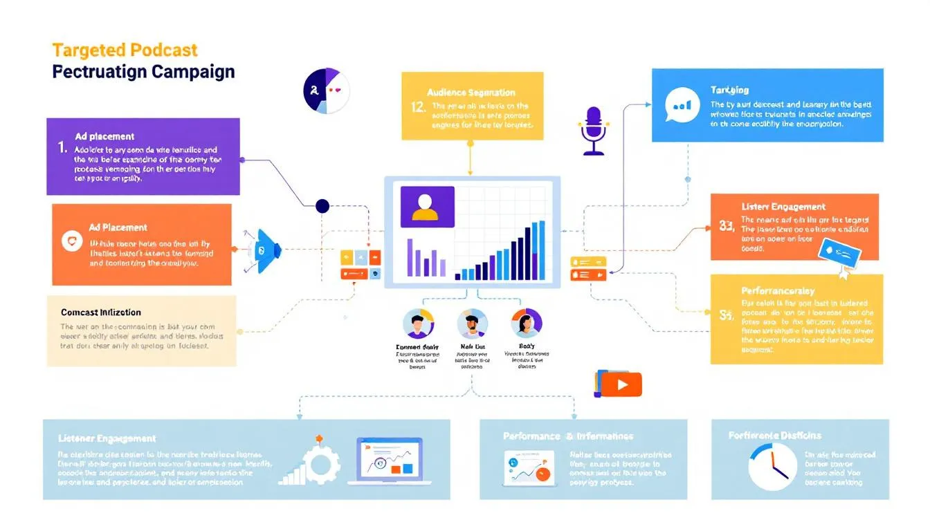 A visual representation of a targeted podcast ad campaign strategy.