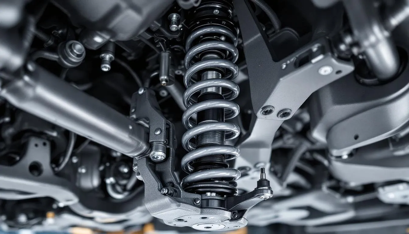 The image features a close-up view of the intricate mechanical system of a Cadillac Pilates apparatus, showcasing its springs, bars, and attachment points. This Pilates equipment, designed for body awareness and stability, highlights the sturdy metal frame and various components that support diverse exercises for all levels, from beginners to advanced movers.