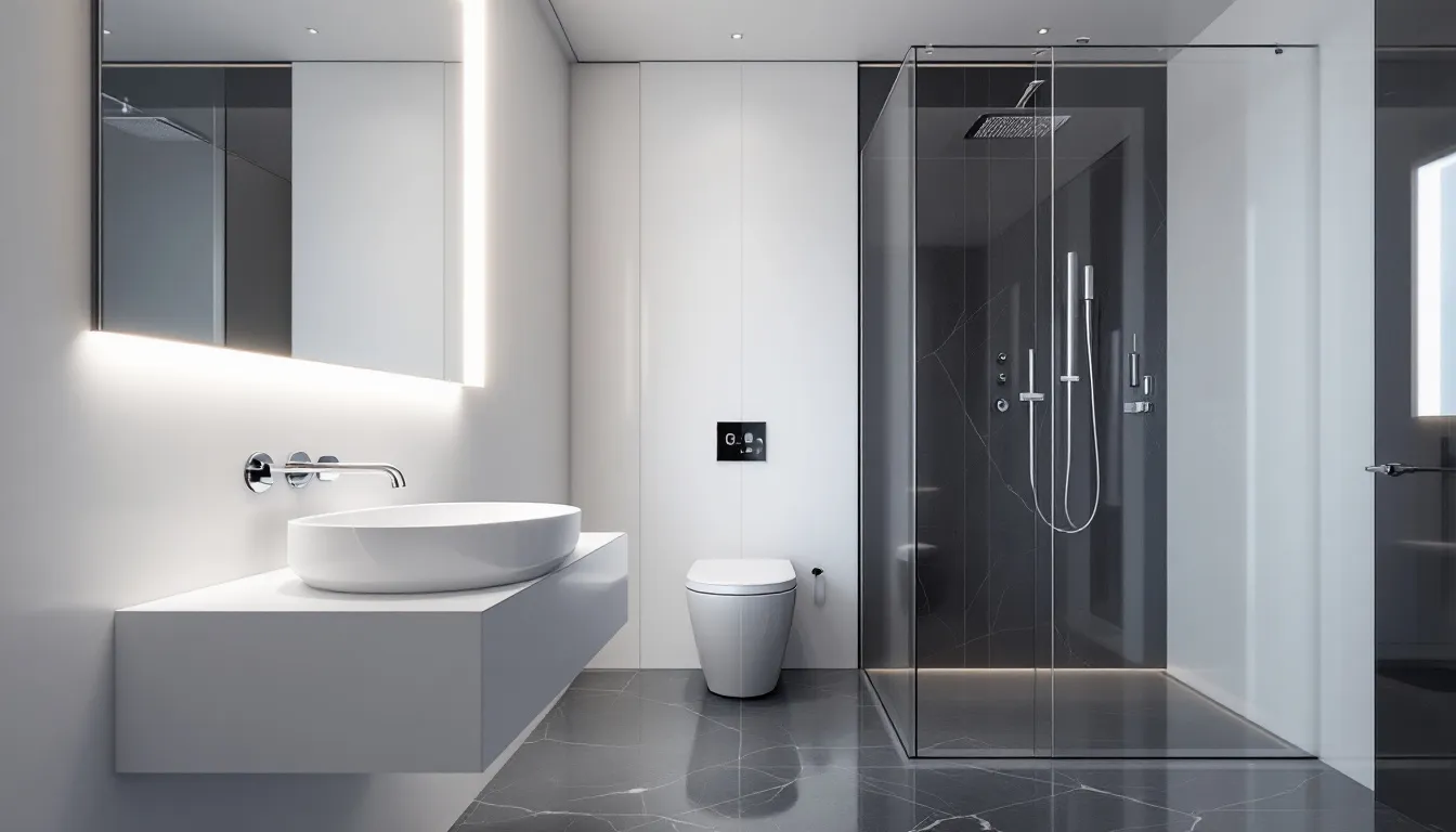A pristine bathroom showcasing the results of deep cleaning services in Dubai.