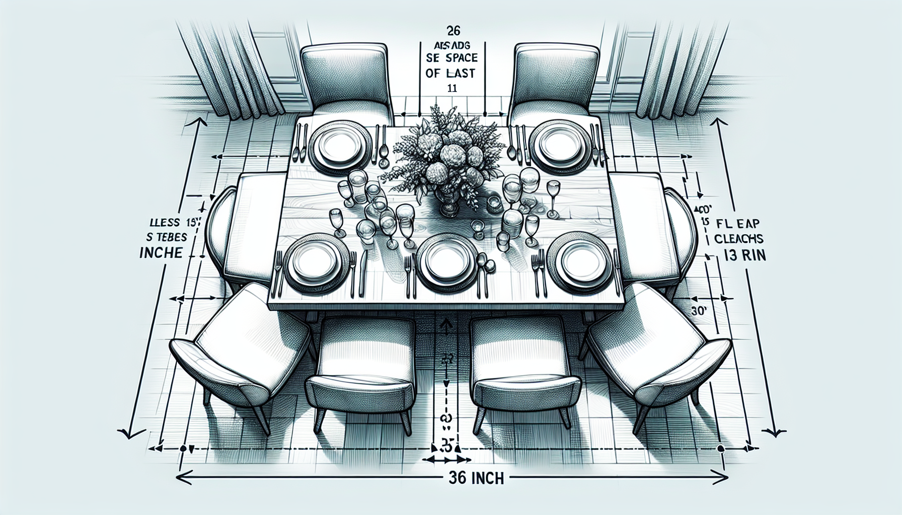 Illustration of clearance space around dining table