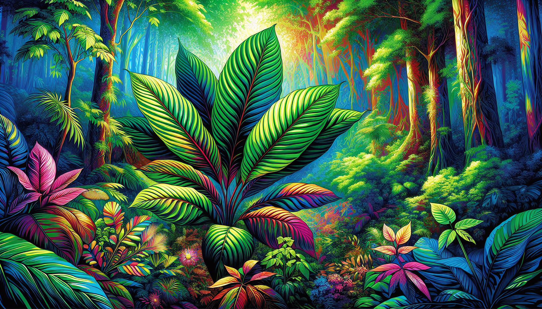 Illustration of a kratom plant in its natural environment.