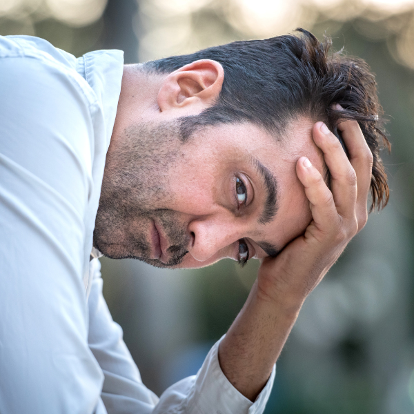 Image showing a concerned individual after a commercial truck accident in Duluth, GA.