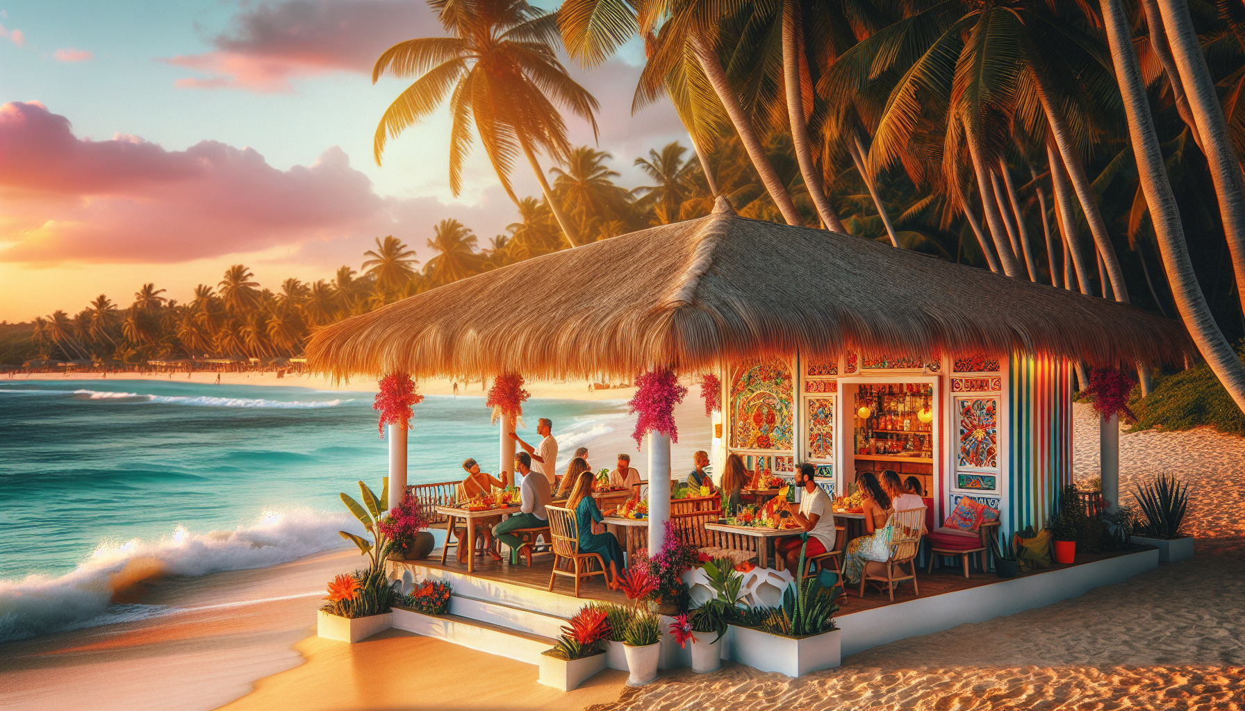 Beachfront dining experience at cabana rentals
