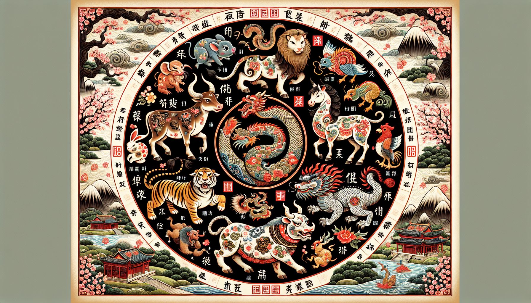 Illustration of Chinese zodiac signs