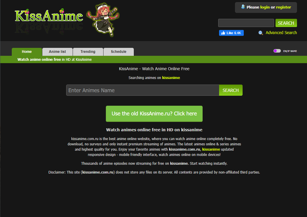 kiss anime home page