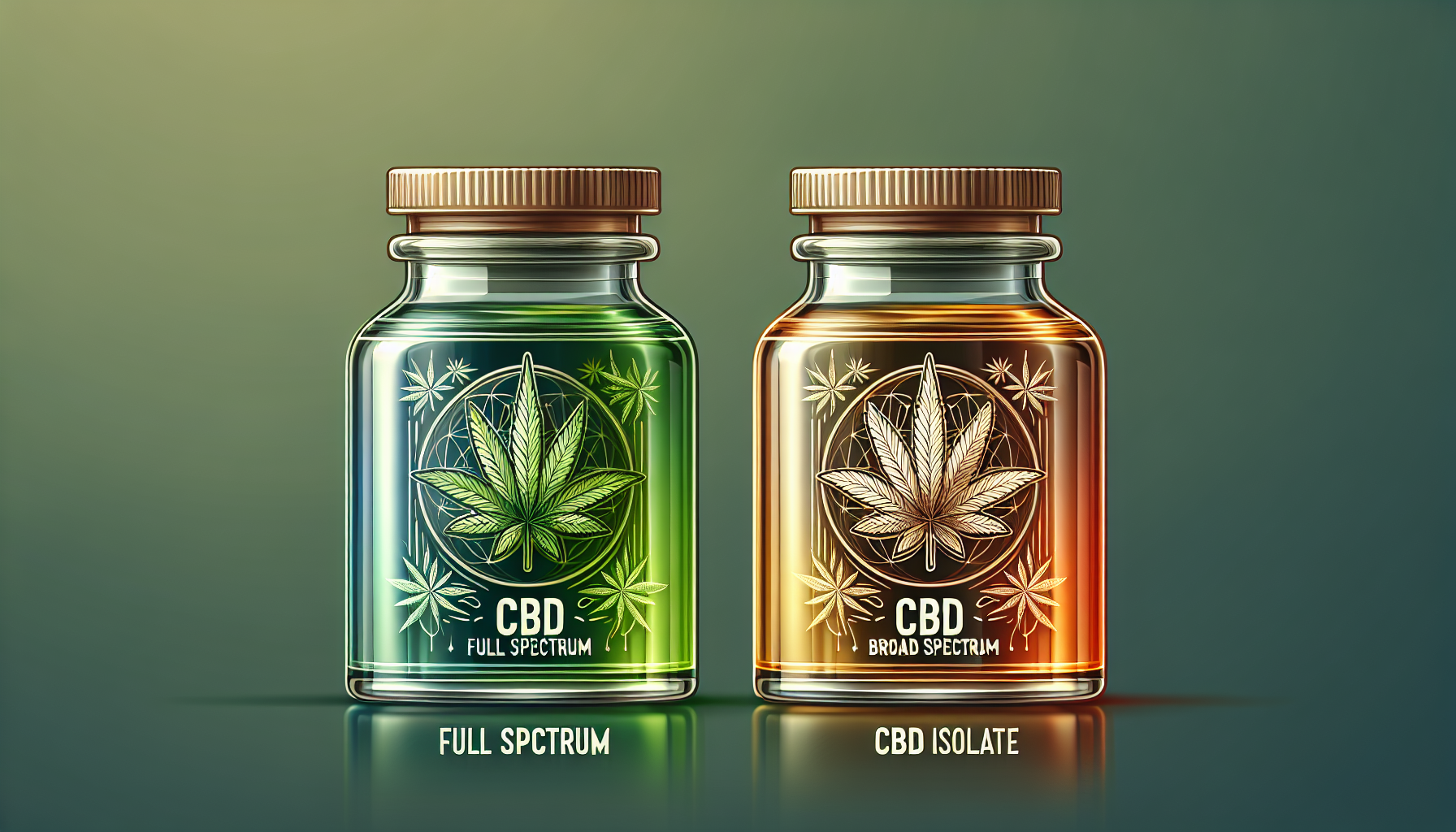 Illustration of full spectrum CBD, broad spectrum CBD, and CBD isolate