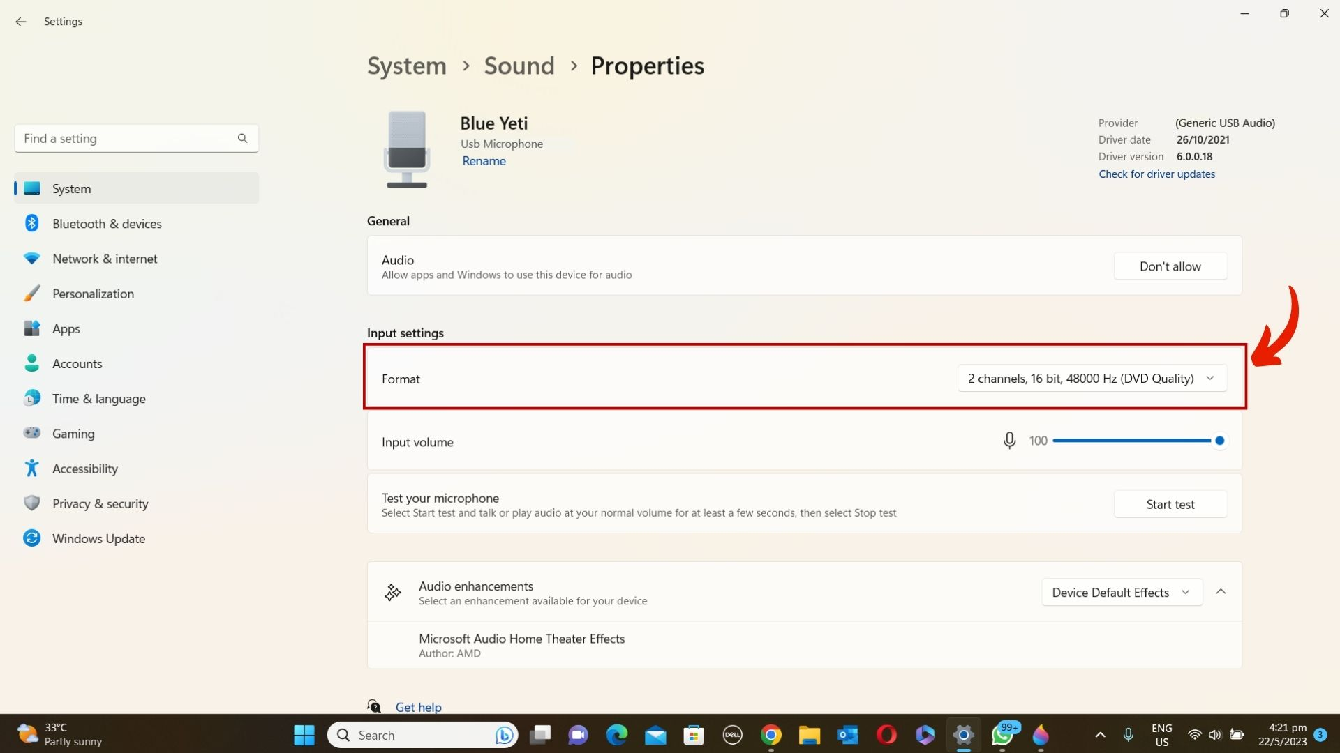 Selecting sample rate
