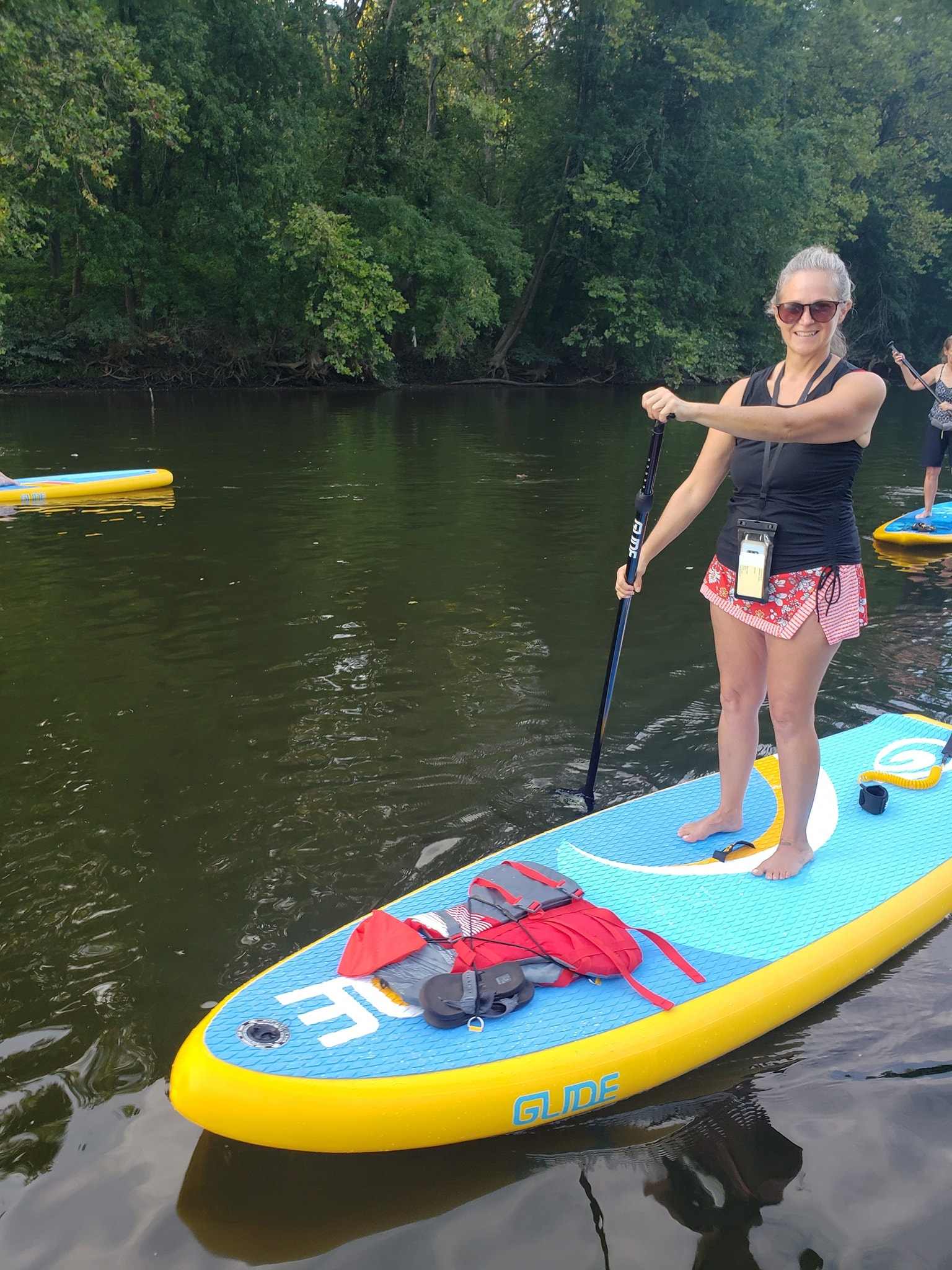 paddling an inflatable paddle board