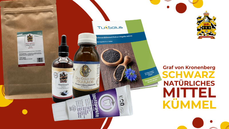 Anwendung von Schwarzkümmel in der Naturheilkunde, dargestellt durch verschiedene Produkte von GvK