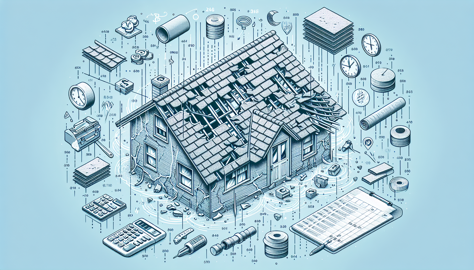 Illustration of cost analysis for hail-damaged roof replacement