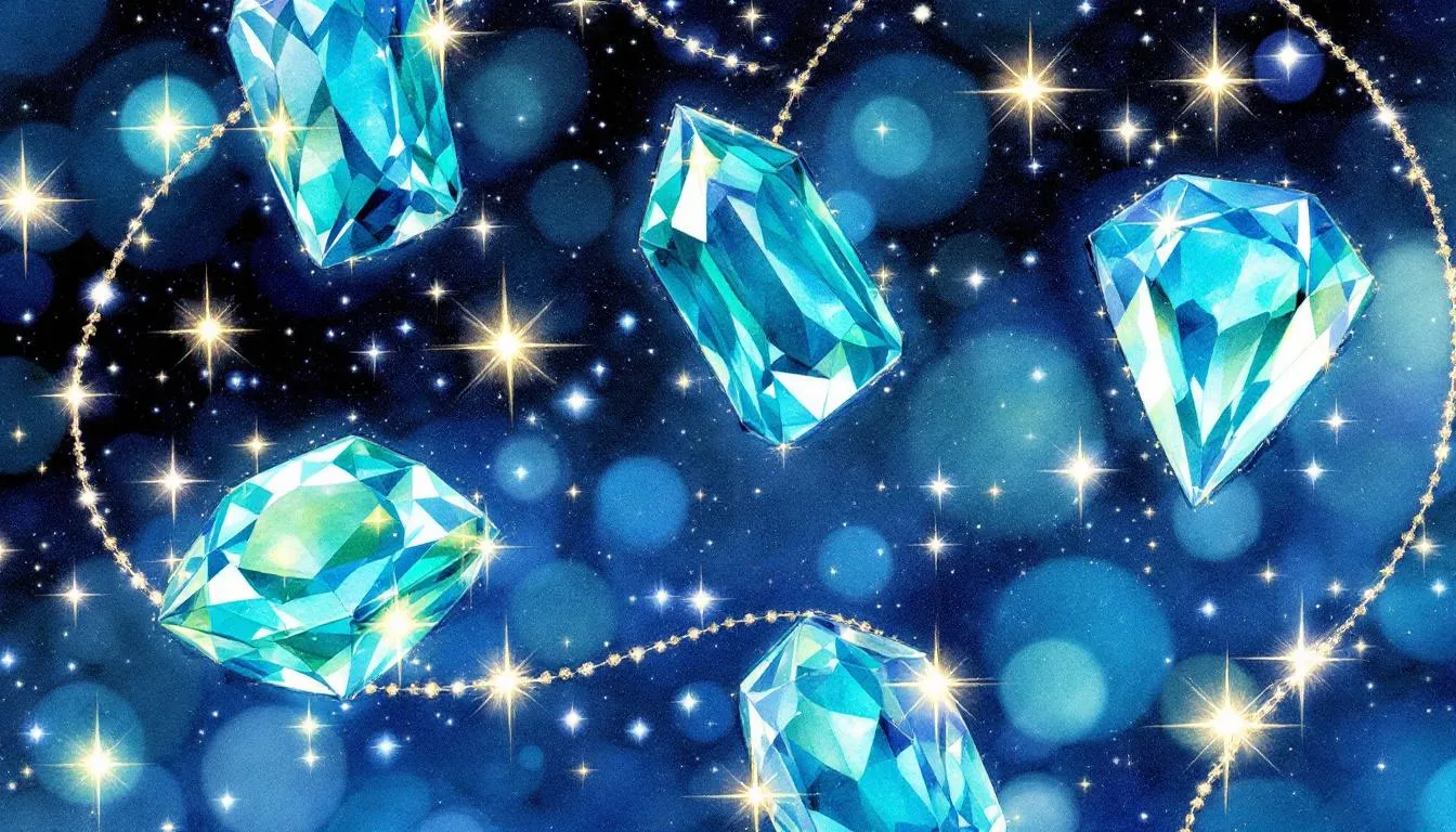 A collection of jewelry made from December birthstones, including turquoise and blue topaz.