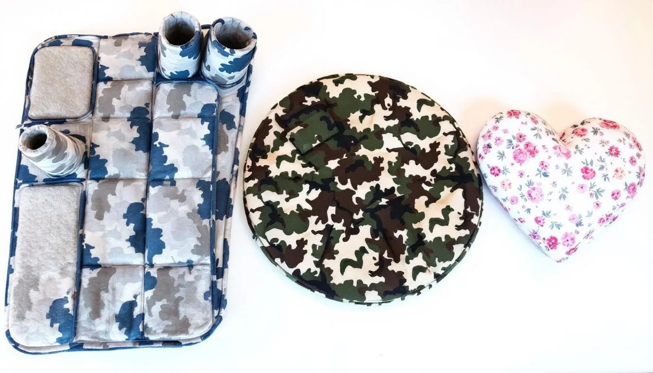 Three different snuffle mats are displayed, showcasing a variety of sizes and designs, ideal for dogs to engage their natural foraging skills by hiding treats. These mats are great for providing mental stimulation and keeping pets entertained during training sessions or meal times.