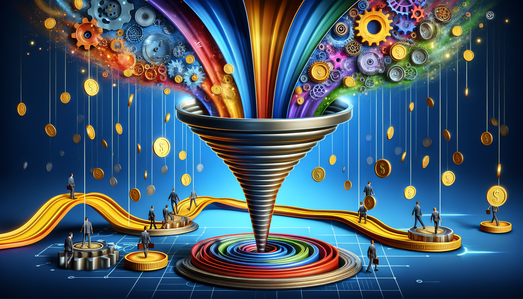 Illustration of a B2B sales funnel
