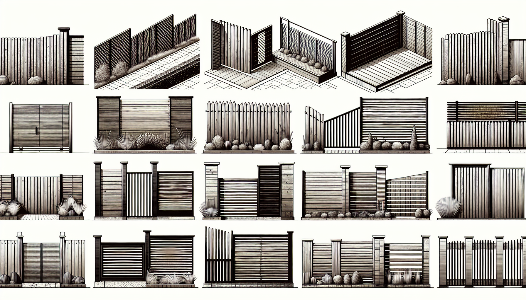 Horizontal and vertical fence design styles