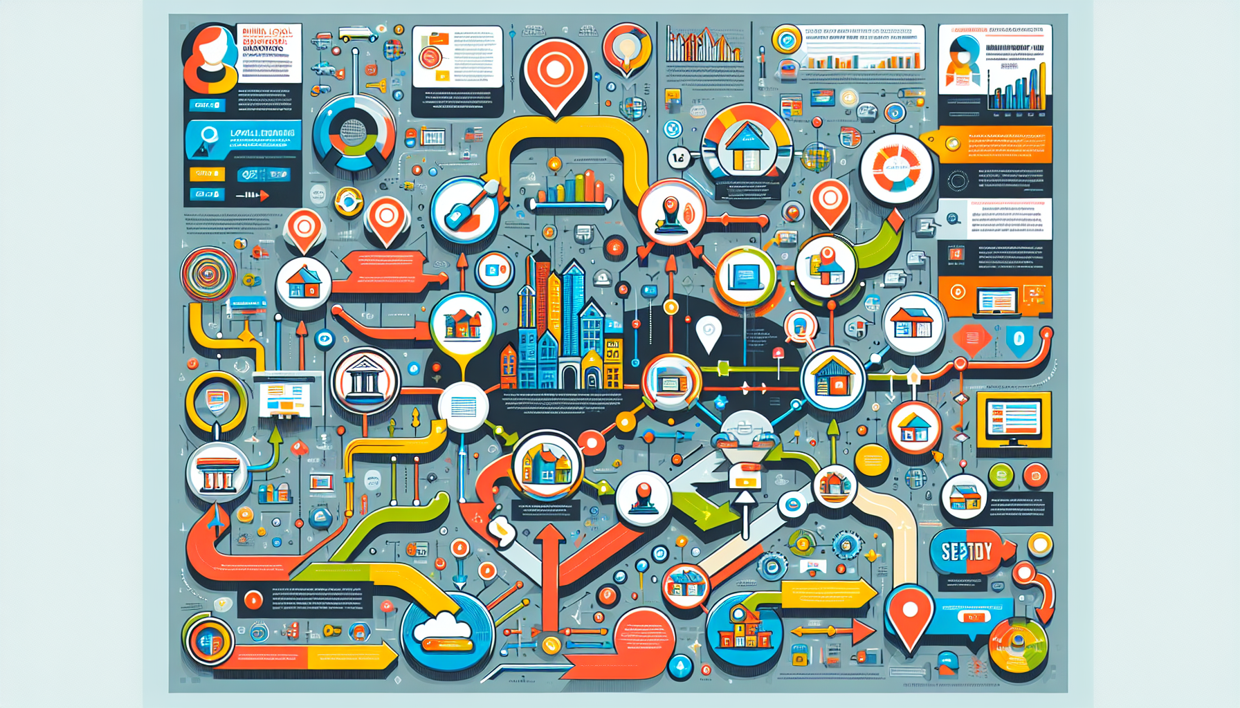 An infographic illustrating the process of building local citations and backlinks.