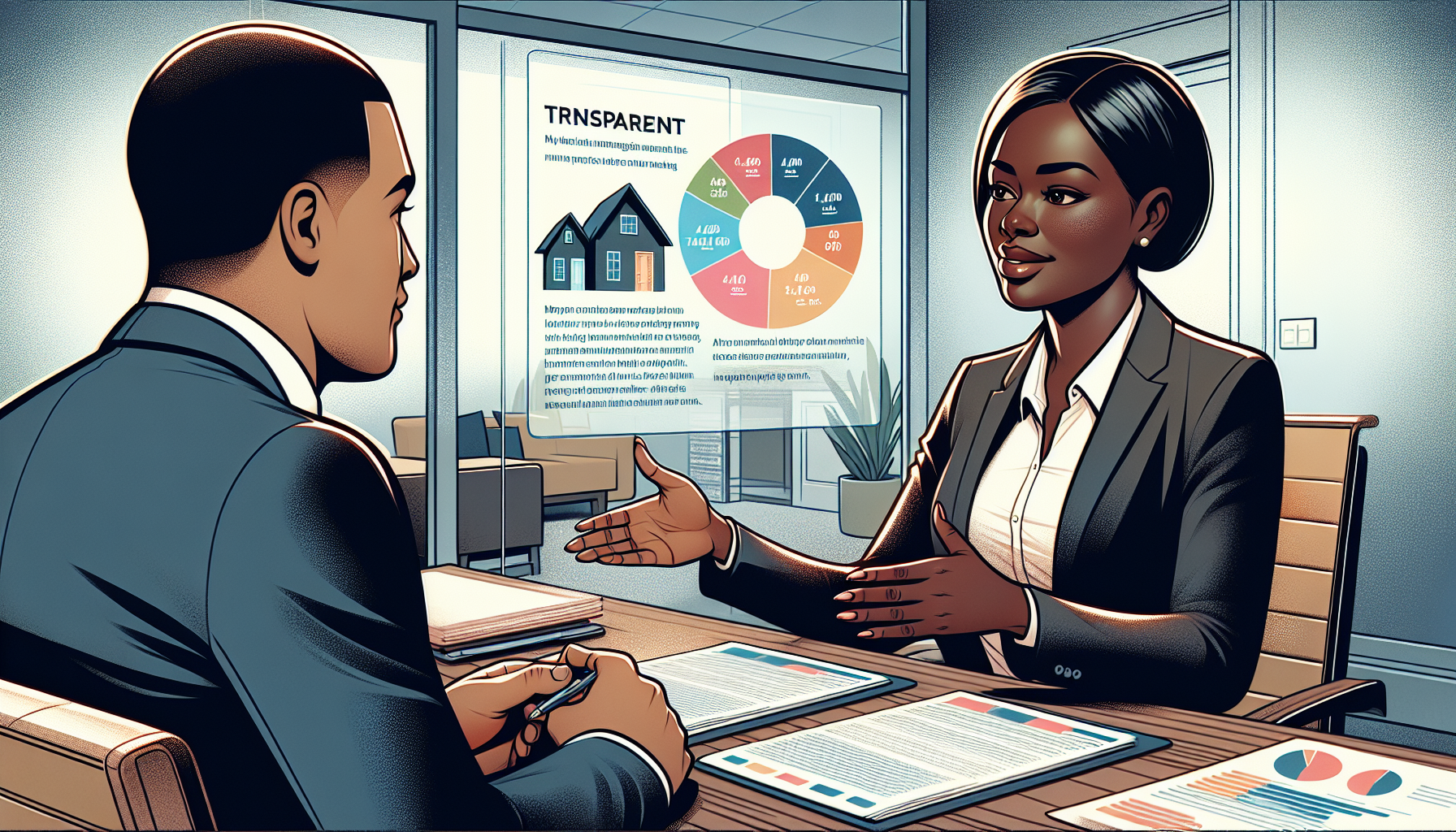 Illustration of a reliable mortgage broker demonstrating transparency and effective communication