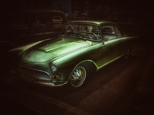 car, green, oldtimer