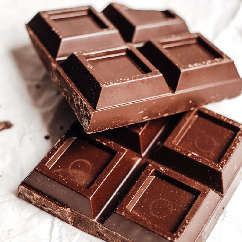 Image of a piece of dark chocolate.