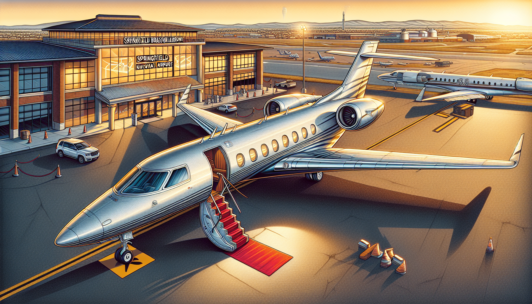 Luxury private jet parked at Springfield Branson National Airport