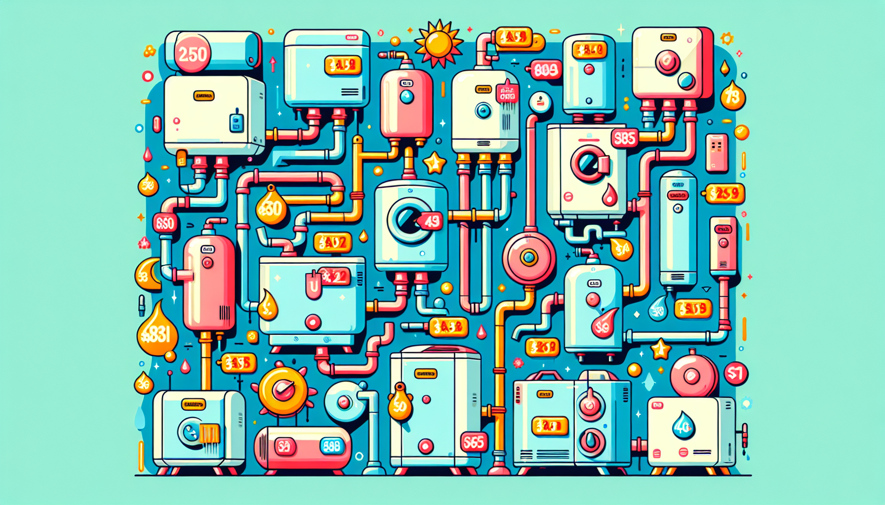 An illustration showing different heat pump hot water systems and their costs, highlighting the price heat pump hot water system.