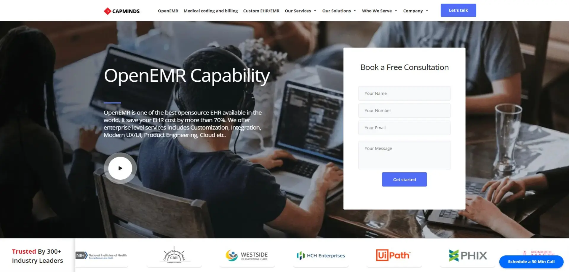 Homepage of CapMinds website