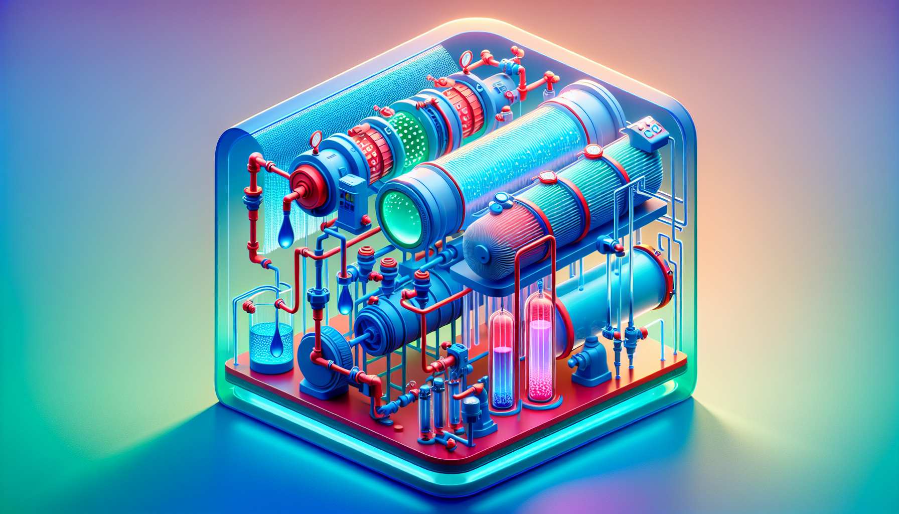 Illustration of core components of a reverse osmosis system